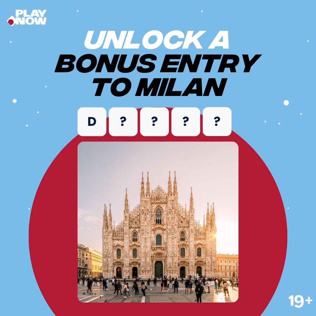 What is Milan's most iconic destination? 

Enter the five-letter answer into your 'My Promotions' page for an extra entry into the contest. 19+