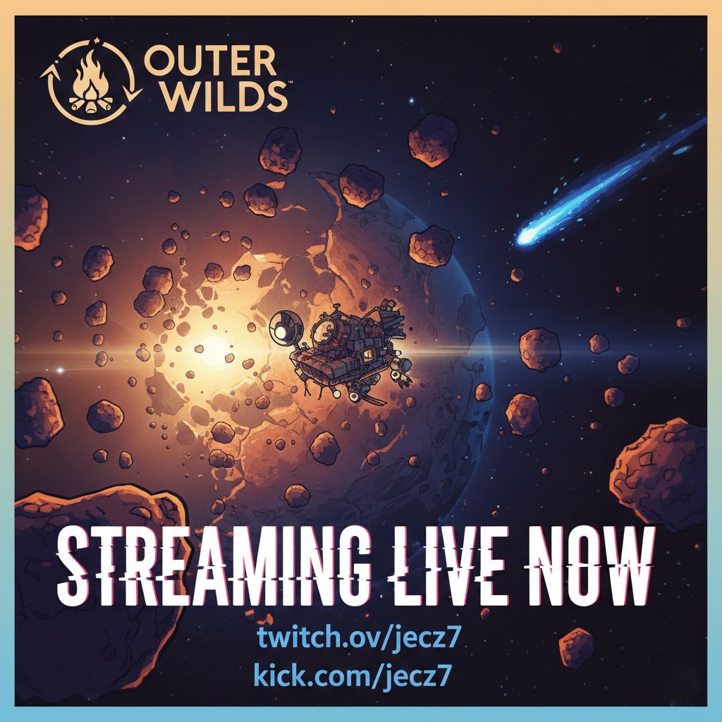 Jecz86's tweet photo. Outer Wilds Part 2 is live right now 🌌🚀
Continuing my first journey through space and the mystery.

Live on:
https://t.co/6ufqlVG4Hk
https://t.co/CIXdecuKxJ

Come hang out 💛 https://t.co/7S3jkDXLrj