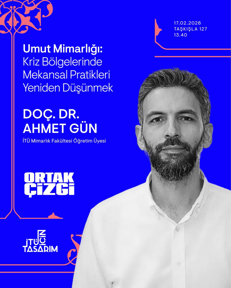 İTÜ Mimarlık Fakültesi’nde öğretim üyesi olarak faaliyetini devam ettiren ve MİMARDER kurucu üyesi Doç. Dr. Ahmet Gün, “Umut Mimarlığı: Kriz Bölgelerinde Mekansal Pratikleri Yeniden Düşünmek” başlıklı konuşmasıyla bizlerle olacak. 

🔗 Başvuru için:
forms.gle/y6bdUEBtgABb7b…