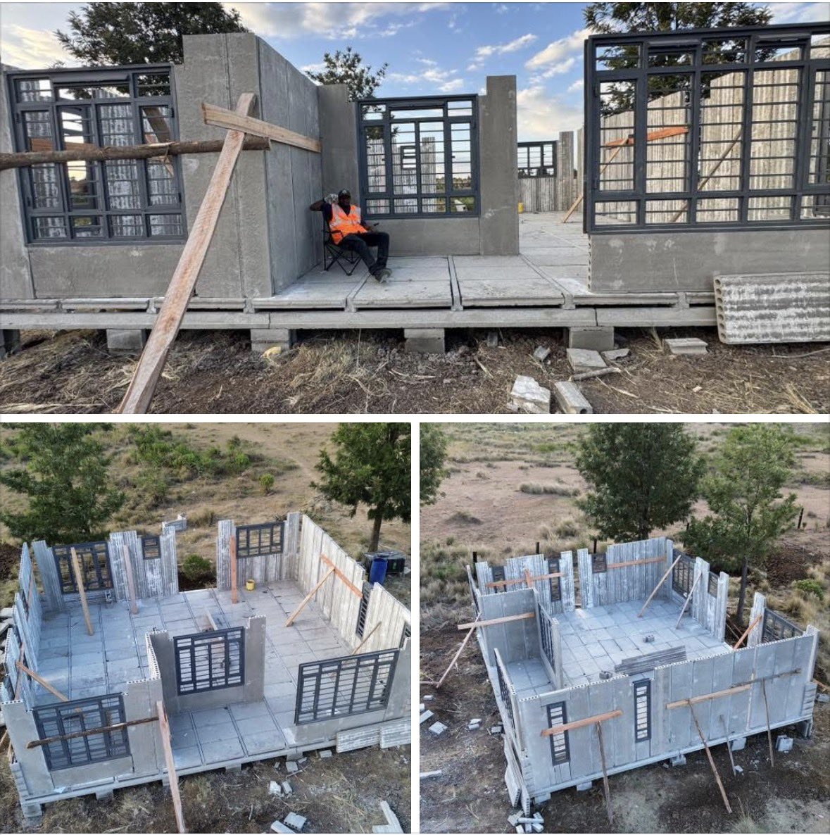 akibaru's tweet photo. Update 6 o’clock .

3 bed 2 baths precast unit bei ya mwananchi ! 

Hata am relaxin at the patio 😁

Windows &amp; walls fitted .

Tommorow wind up and back to city 🌆 

Engage https://t.co/jPOlsjJ8L0