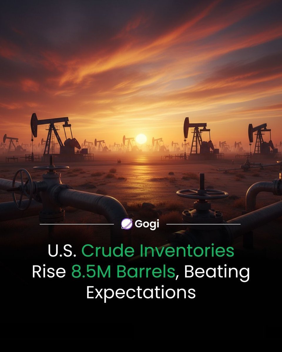 gogiai_'s tweet image. U.S. crude stocks rose 8.5M barrels in the week ending Feb 6 to 428.8M, around 3% below the 5‑yr average. Gogi highlights moves like this with key EIA data and context — learn more at gogi.ai.

#Gogi #CrudeOil #EIA #EnergyMarkets #OilTraders #OilMarkets
