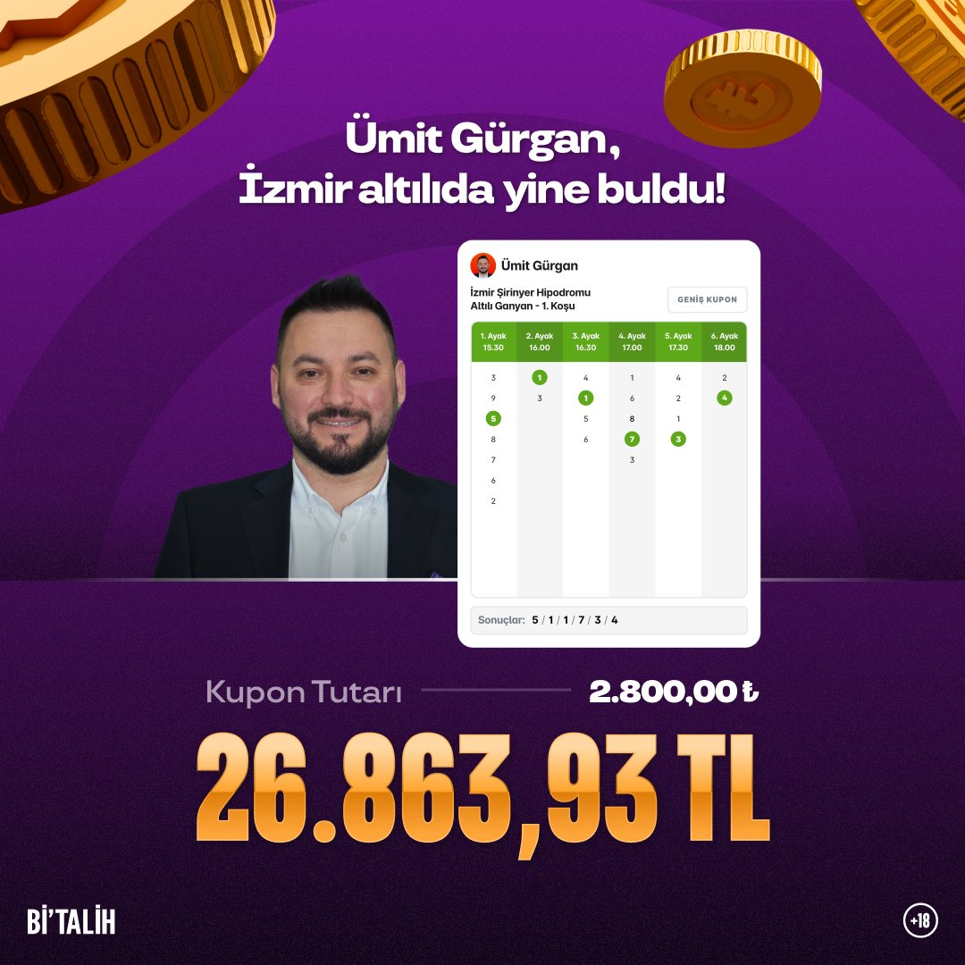 Ümit Gürgan İzmir 6'lıyı BULDU! 🚀

💰 <a href="/mitgrgan/">ümit gürgan</a>'ın İzmir 6'lı Ganyan hazır kuponu 26.863,93 TL kazandırdı!

📲 bit.ly/4bZuuxE