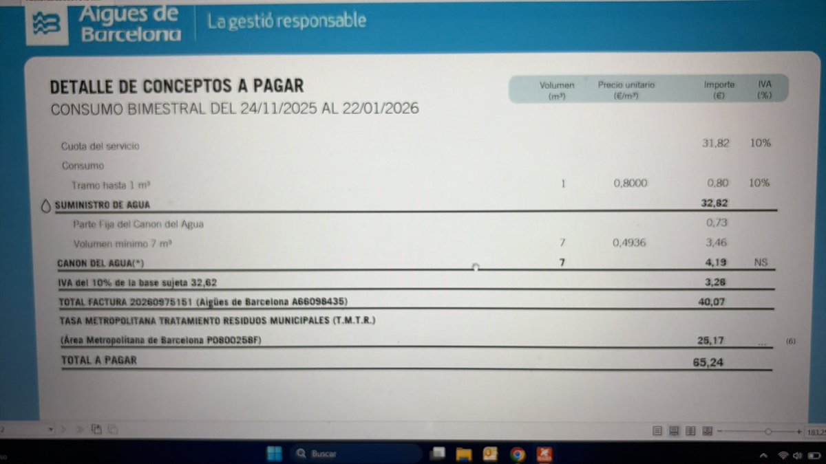 Factura de Agua, en Badalona. 2 meses.

Si no me equivoco, el coste de MI CONSUMO es de 0,80€. Puede ser?

<a href="/Albiol_XG/">Xavier García Albiol</a> puedes hacer algo al respecto? Porque llamar a esto ATRACO A MANO ARMADA, es quedarme corto.