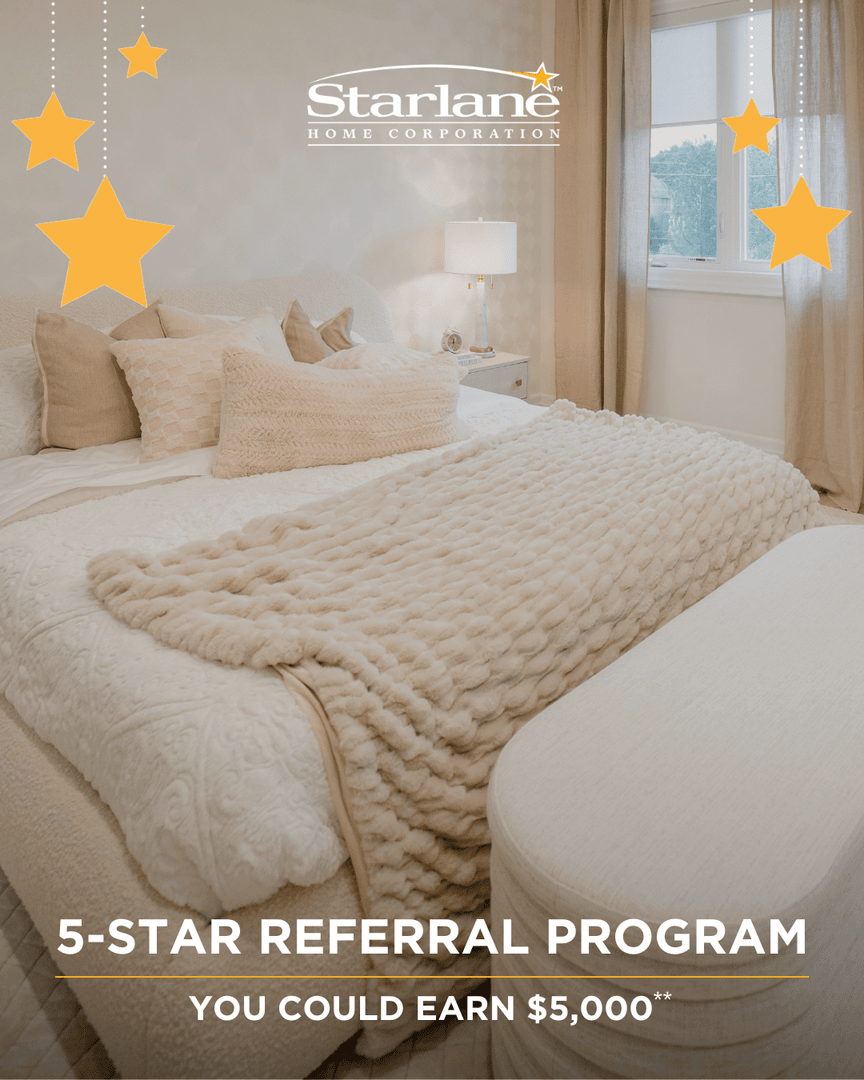 StarlaneHomes's tweet photo. A Starlane home is even better when it’s shared.

If you’ve loved your Starlane experience, why not pass it along? Our Referral Program lets you introduce friends or family to Starlane, with rewards to thank you both.

Visit a Starlane Sales Centre or Model Home to learn more. https://t.co/i9TTHoeEfp
