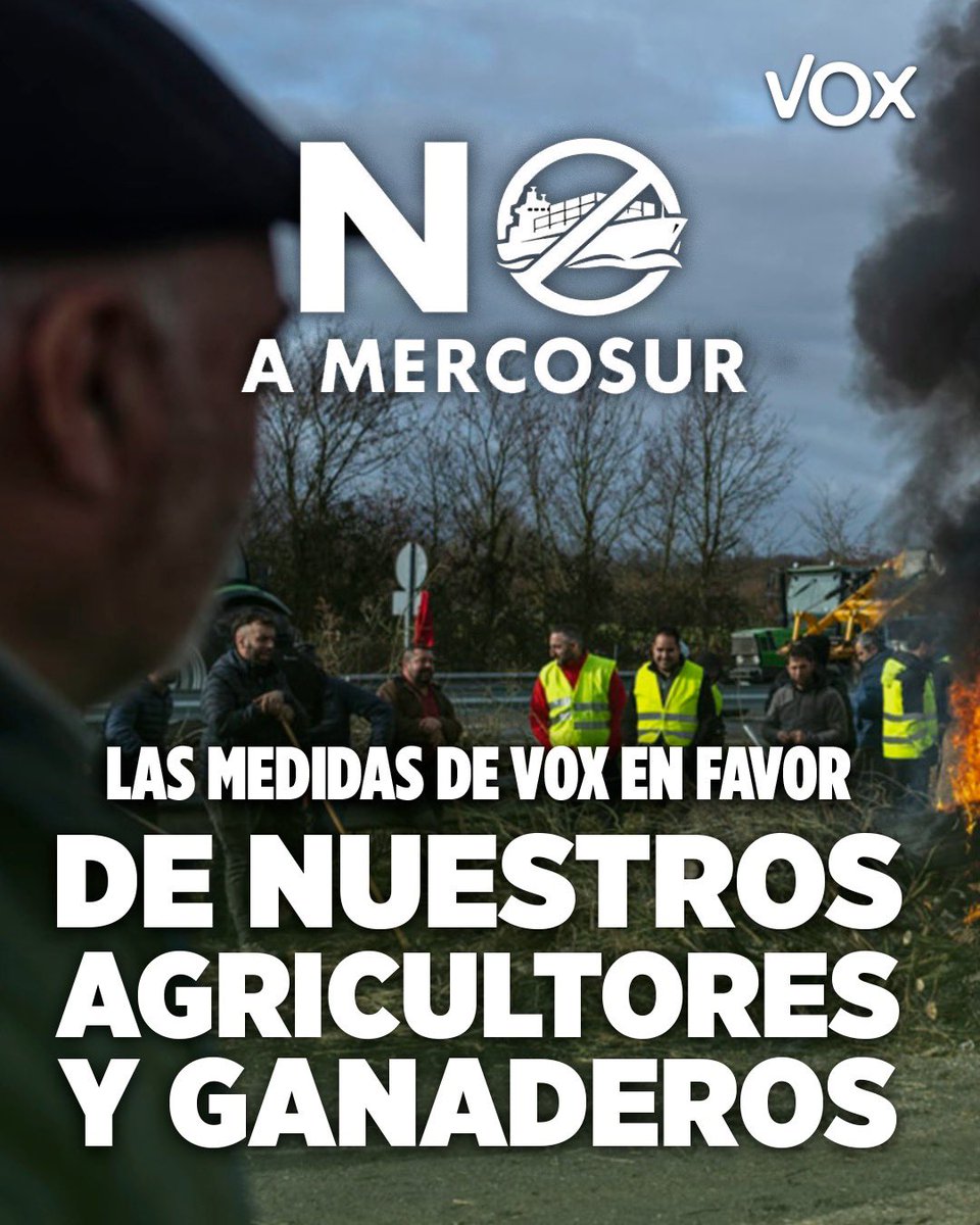 VOX_Cataluna's tweet image. ⛔️ ¡NO A MERCOSUR!

Las MEDIDAS de VOX en favor de nuestros AGRICULTORES y GANADEROS. 📋