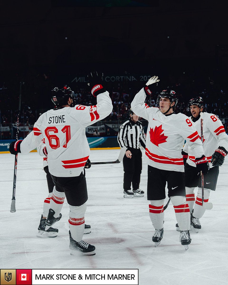 MARK STONE 🤝 MITCH MARNER

The <a href="/GoldenKnights/">Vegas Golden Knights</a> players combine to get Canada's second goal of the game!

📺: Czechia vs. Canada is LIVE at the #MilanoCortina2026 #WinterOlympics on <a href="/peacock/">Peacock</a>, <a href="/USANetwork/">USA Network</a>, <a href="/cbcsports/">CBC Sports</a>, &amp; <a href="/cbcgem/">CBC Gem</a>!