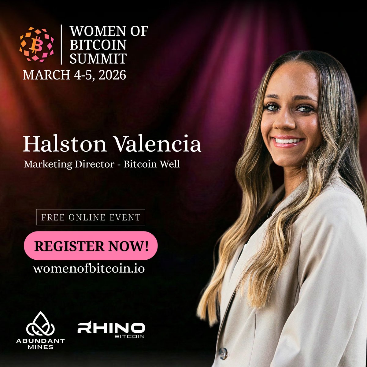 Womenofbitcoin_'s tweet photo. 🎙️ @halstonvalencia  joins our speaker lineup:

“I hope women understand that Bitcoin gives you the economic foundation to pursue what actually matters to you, not just what pays the bills. For me, Bitcoin answered the question: how do I build a future where my choices aren’t limited by a system designed to devalue my work and my savings?"

March 4-5, online, free.
Sign up: https://t.co/douuPY4u1U