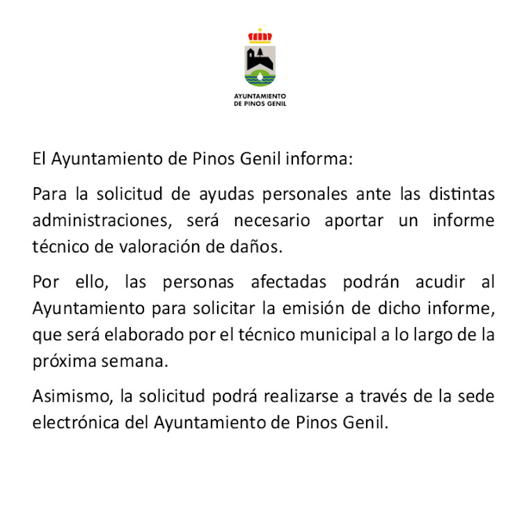 El Ayuntamiento de Pinos Genil informa:
Obtención de informe técnico de daños.
#PinosGenil
