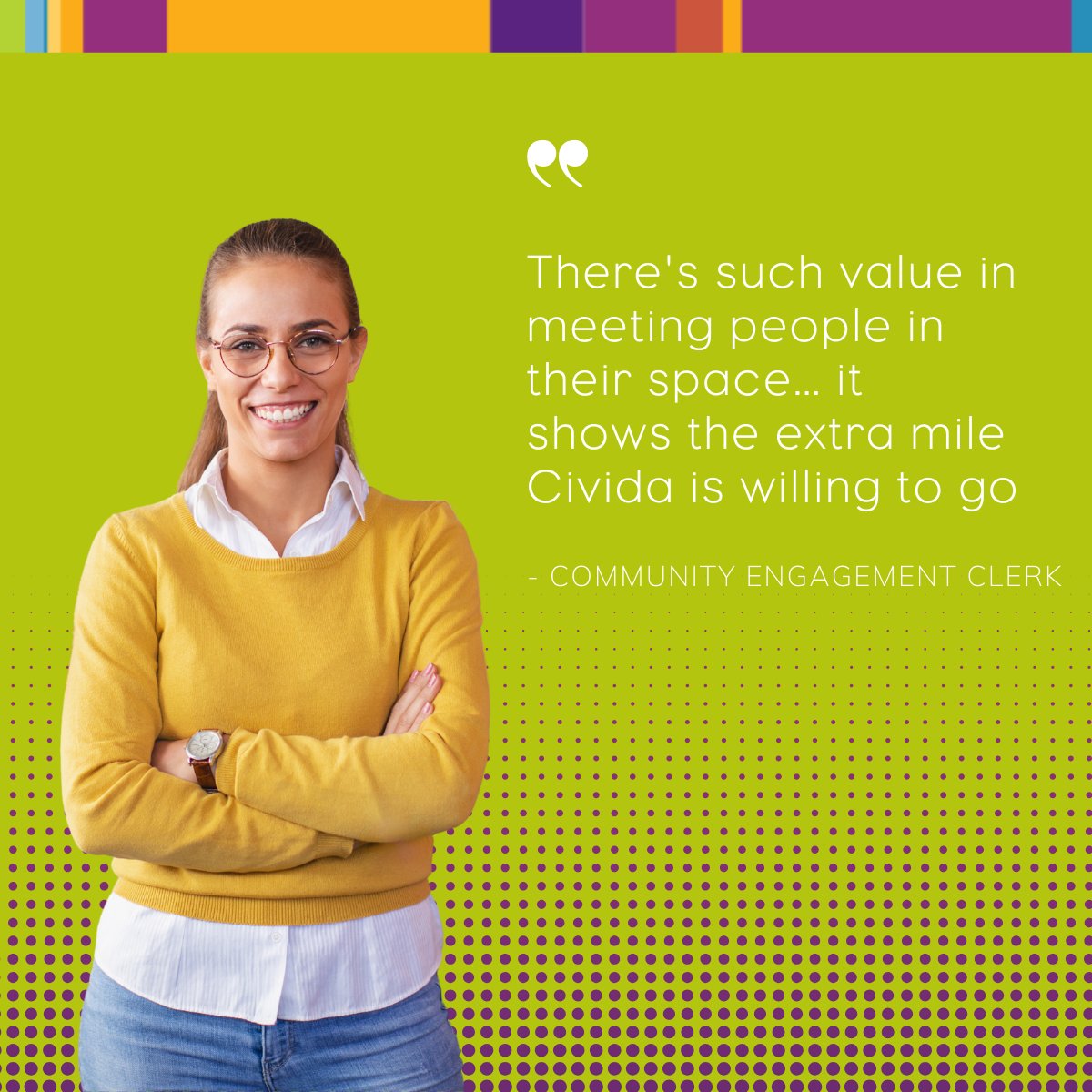 “There's such value in meeting people in their space… it shows the extra mile Civida is willing to go.”
At Civida, meaningful work is our norm. Learn more and watch out for upcoming opportunities at Civida: civida.ca/careers/ #YEGjobs #PurposeAtWork
