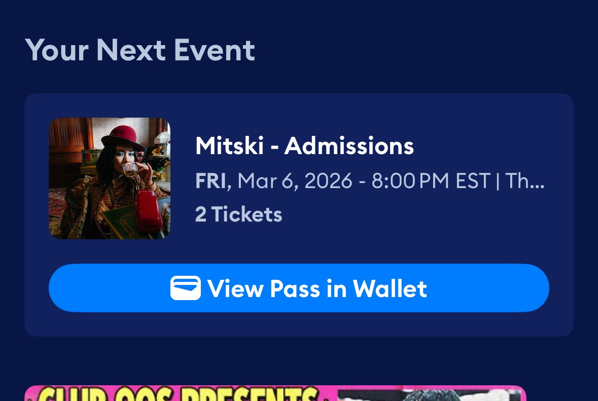 sunsetbageled's tweet photo. @mitskidata i won ! two seated balcony for $150 each https://t.co/i821wSjYMH