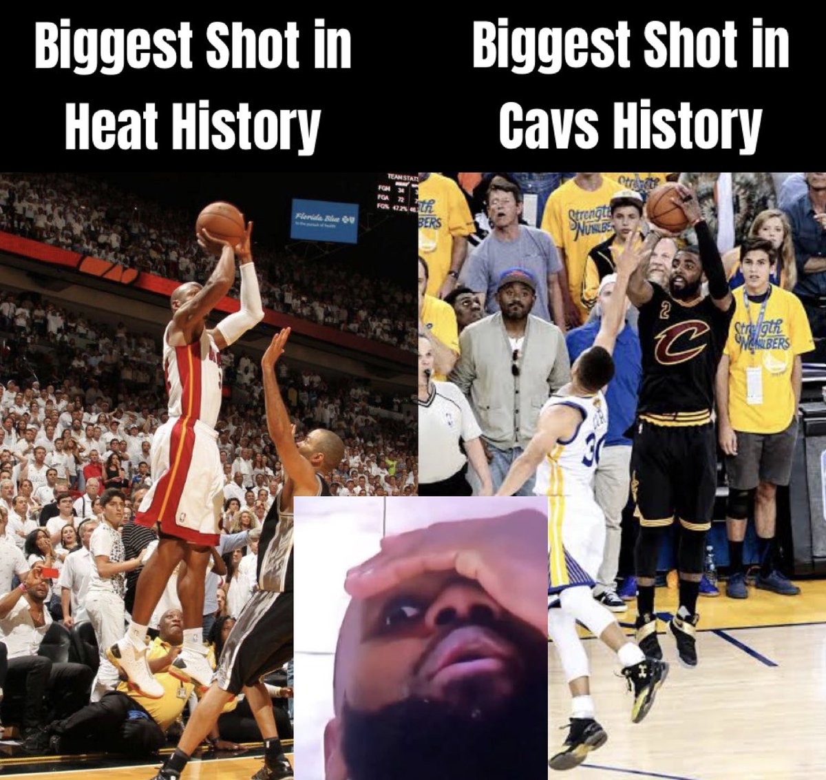Biggest shot in Heat history: Ray Allen

Biggest shot in Cavs history: Kyrie

Thank you for coming to my Ted Talk. 🤫
