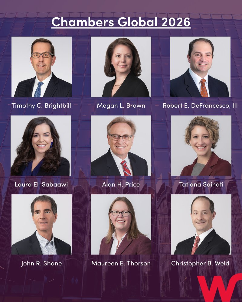 WileyRein's tweet image. Wiley is pleased to announce that nine of its attorneys have been ranked in the 2026 edition of Chambers Global.

Learn more: bit.ly/4reyEXp

#WileyWay #Chambers