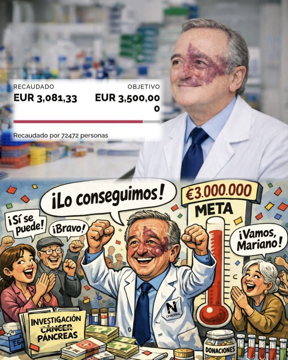 ¡BUENAS NOTICIAS! 👏🏽 

Más de 70.000 personas lograron lo inimaginable: superar los tres millones de euros para impulsar la investigación de Mariano Barbacid contra el cáncer de páncreas.

Un recordatorio contundente de que, cuando la sociedad se une, la investigación y la vida