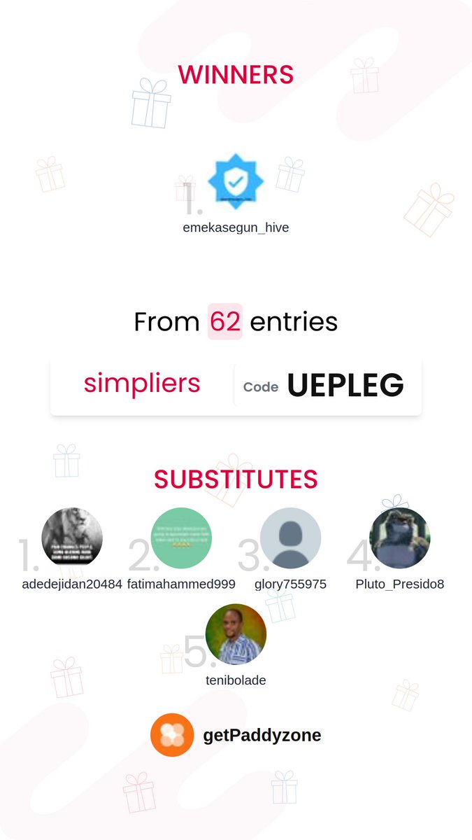 #PaddyChallenge Day 1 winner announcement 🥁🥁

Congratulations <a href="/emekasegun_hive/">EmekaSegun |🕹️$XAGE</a> 👏🏻👏🏻👏🏻
Please reply us your paddy username to get your KARMA point!

👉🏻Proof of draw: smpl.rs/g/UEPLEG
#paddyzone #winner #Airdrop 

Next: #Friday Connect (PaddyConnect): $20 worth of KARMA: