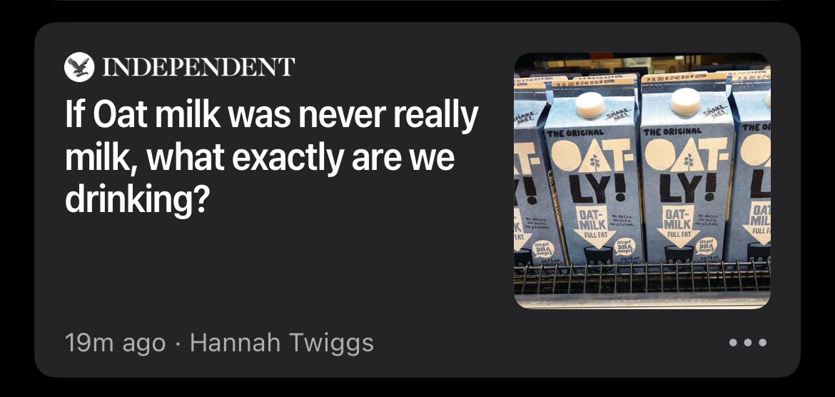 I’m sorry… did someone actually think that mature oats rear baby oats via suckling…? That someone sat there caressing an Oat’s teets with tweezers? Or that an Oat is like a trendy coconut?

WHAT IS WRONG WITH YOU PEOPLE?!