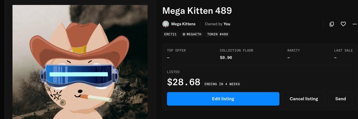 I minted this from <a href="/MegaKittensNFT/">Mega Kittens</a> on MegaEth.
Guys be fast and get one ...supply 888...total minted 491.