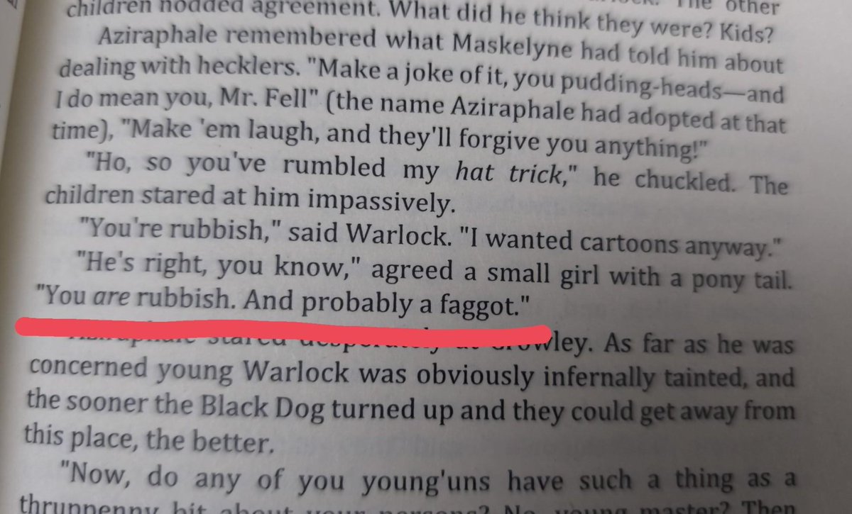 #ThatOneTime when aziraphale was called a fag by a little girl