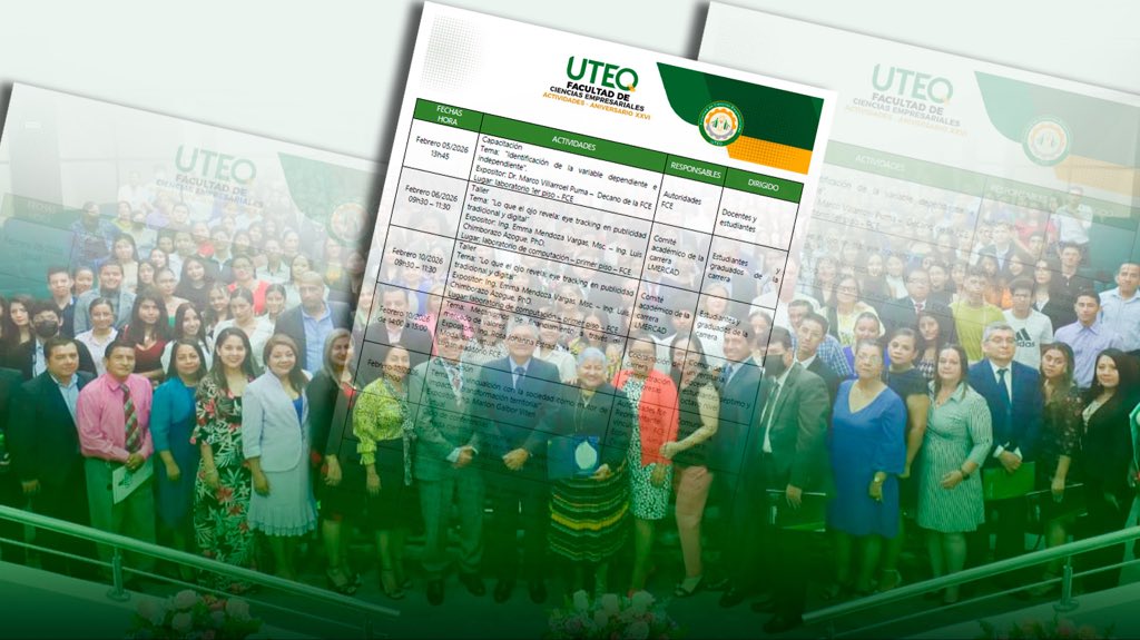 La FCE conmemora su aniversario con talleres, conferencias, jornadas científicas y eventos culturales que integran a estudiantes, docentes y graduados en una agenda académica y formativa.

✅Conoce la agenda aquí 

uteq.edu.ec/es/comunicacio…

#UTEQ