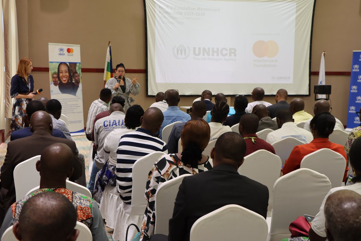 UNHCR_CAR's tweet photo. A new chapter begins!

The @MastercardFdn–UNHCR partnership launched its 2026-2030 programme in #CAR 🇨🇫 to boost sustainable livelihoods, expand access to education and skills 📚, and empower refugee-led organisations to lead change 💪.

Invest in youth for the future! https://t.co/myzCwWL3Pk
