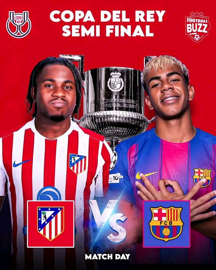 SantaMoses12's tweet image. 🚨 ATLETICO MADRID 🆚 BARCELONA 

🗓️ Thursday, 12 February 2026
⏰ GMT - 19:30 | BST - 20:30
🏆 Copa Del Rey - Semi Final 
🏟️ Riyadh Air Metropolitano Stadium, Madrid, Spain

 #FootballBuzz #LaLiga #atleticomadrid #barcelona

Who is winning today? #ademolalookman#laminyamal