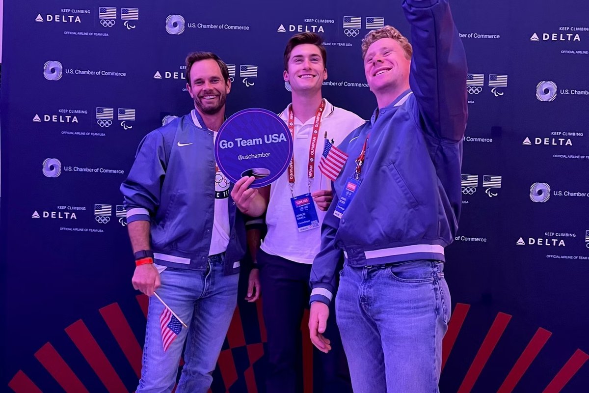 USChamber's tweet photo. ⏪ #TBT to when we proudly hosted Team USA, celebrating the powerful partnership between Olympians and Paralympians and the business community. 🤝 

As we cheer on Team USA in Milan-Cortina this winter, we’re inspired by their dedication and reminded of the vital role that American business plays in powering their success. This partnership not only helps athletes achieve their dreams but also reflects the shared drive and competitive spirit that power the American economy. 

Relive the highlights from our Team USA event: https://t.co/uQUbrFUKhl