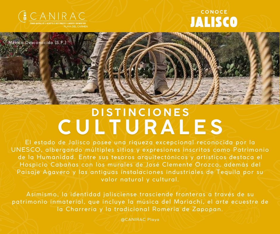 ¡Jalisco es un tesoro mundial reconocido por la UNESCO! 🌍✨

#Jalisco #PatrimonioMundial #UNESCO #CulturaMexicana #HospicioCabañas #Tequila #Mariachi #OrgulloMexicano #TravelMexico