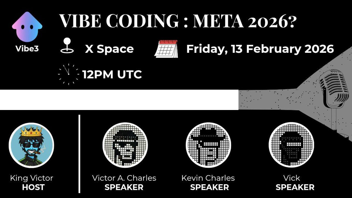 vibe3_build's tweet photo. Vibe coding is cool. 
Vibe coding crypto apps is cooler. 🚀

Build crypto apps using AI with Vibe3.  

From .eth web portfolios like (vitalik.eth. limo) to full-stack crypto apps, build the next Coinbase, Polymarket, or Uniswap using Vibe3.  

Live Q&A + special gifts 📷

Friday • 12PM UTC 
Hosted by @Thekingtech0
with Vibe3 co-founders
@vicklercharles
@vancharles_
@kevinconecta 

Set your reminder 👇
https://t.co/Ji8oUzX9zm