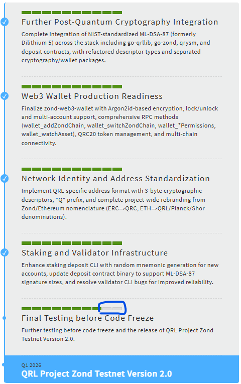 chillerid76's tweet photo. $QRL QRL 2.0 audits are about to begin within 7 weeks.    

After the QRL 2.0 (Zond) upgrade, QRL will effectively offer Ethereum-style smart contracts with post-quantum security.  $ETH $BTC $SOL Devs, heads up! https://t.co/Q9Zma8gVPM