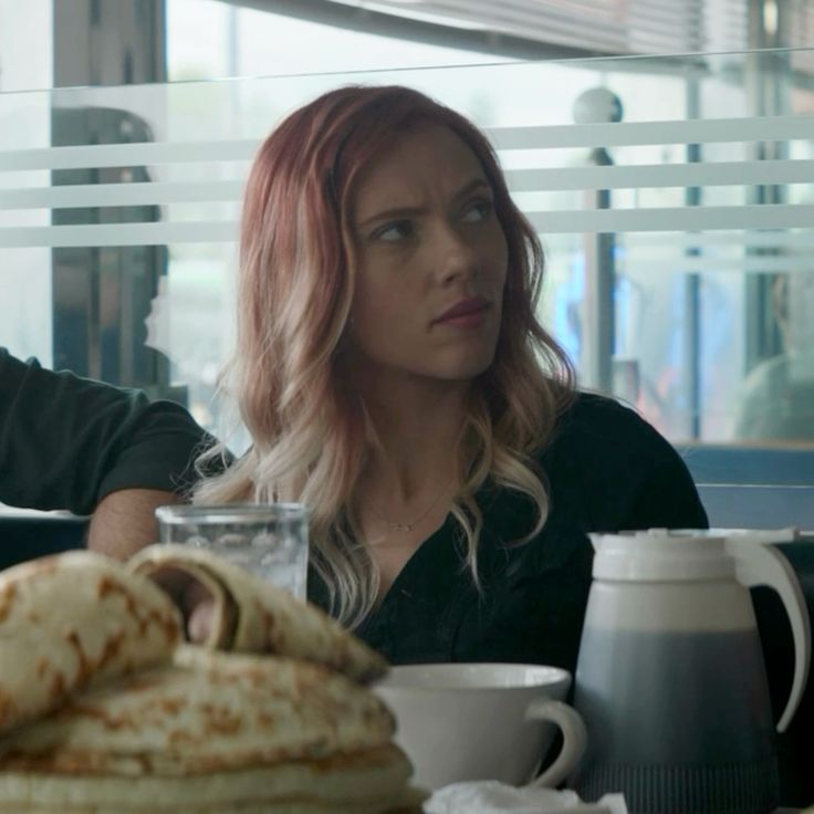 this blonde-to-red fade hair look of natasha looked grown out, neglected. like she stopped caring about maintaining the “polished” version of herself