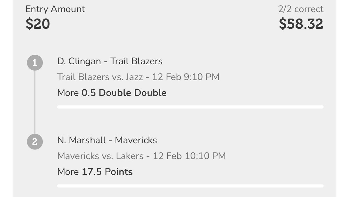 SamBets_'s tweet image. 🏀NBA 2-PICK POWER

📊Donovan Clingan o0.5 DBL DBL 
📊Naji Marshall o17.5 PTS

Code CHAMBER for $100 depo bonus
parlayplay.io/account/signup…

❤️ = TAILING!