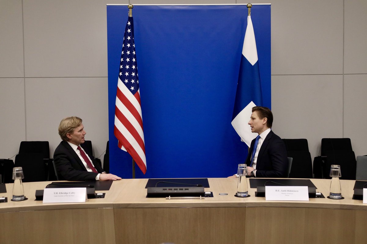 Great meeting today with the U.S. Under Secretary of War Elbridge A. Colby, at the NATO Defence Ministers’ Meeting. We planned further deepening defence cooperation between Finland and the United States, as well as strengthening NATO’s deterrence and defence. Thank you for the
