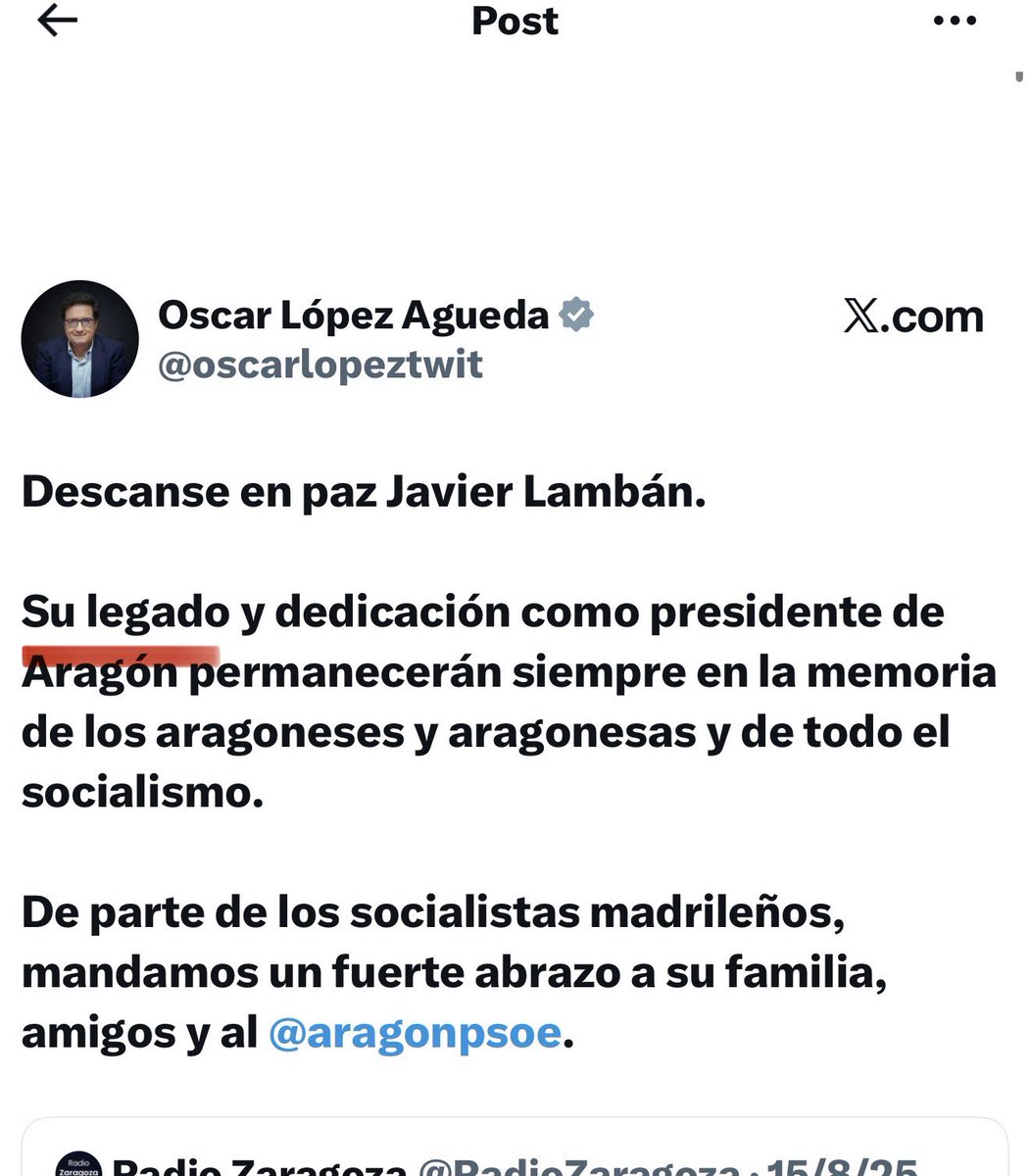 Renacidoaqui's tweet photo. Óscar López, que cuando falleció Javier Lambán defendió su legado para quedar bien, hoy le echa la culpa del desastre en Aragón
El mismo López que ahora hace la pelota a Sánchez cuando antes investigaba los putis de su suegro para echarle
Un tío muy de fiar
#MasValeTarde https://t.co/x6c58LpBgz
