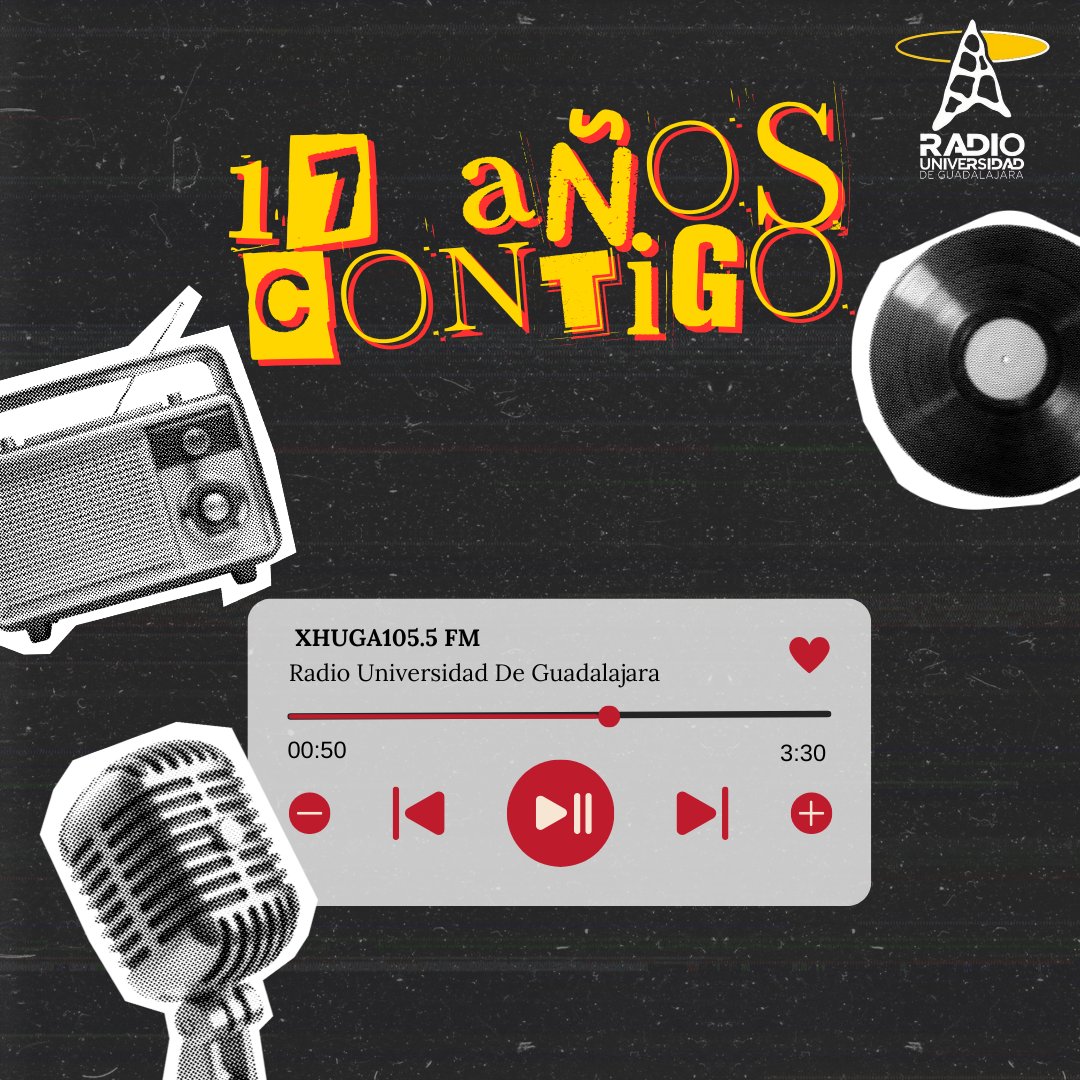 📻🔥 ¡17 años sonando fuerte!

En #XHUGARadioUdeG celebramos 17 años de música, ideas y buena vibra. 🎶✨

Gracias por crecer con nosotros, Ameca.

#Aniversario #17AñosAlAire #RadioUdeG #SomosRadio