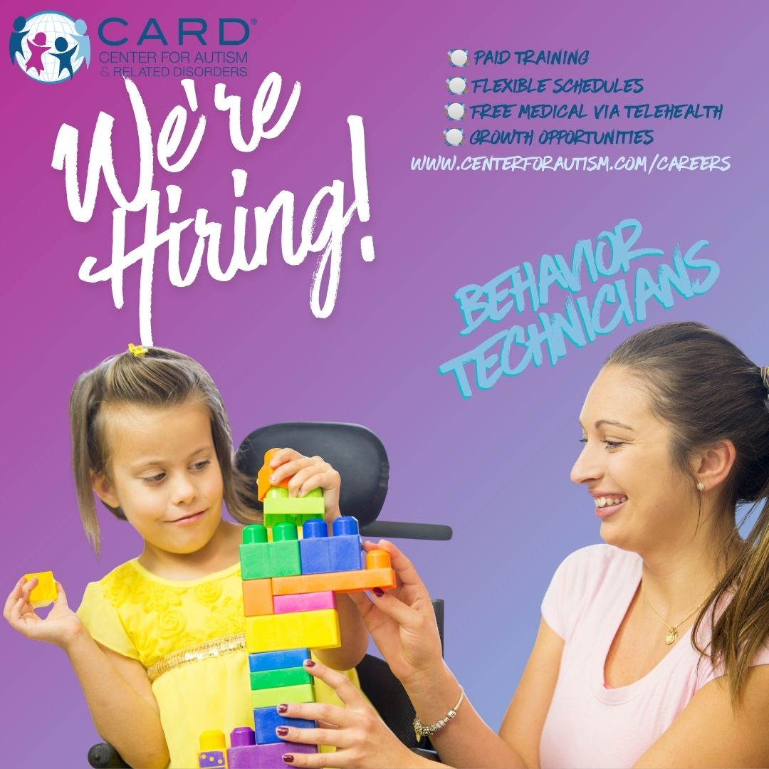 centerforautism's tweet image. Inland Empire:  
Looking to start a career that truly makes a difference? 

CARD is hiring entry-level Behavior Technicians

apply at centerforautism.com/careers

#hiring #entrylevel #autismsupport #NowHiring