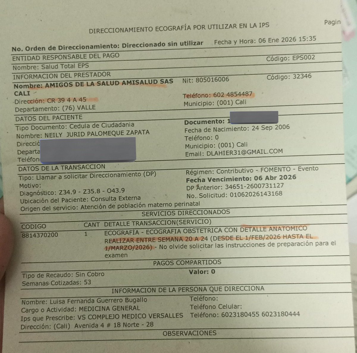 MariaFe567j's tweet photo. @Supersalud la sra Neily tiene Embarazo de Alto Riesgo y tiene dos ecografías especializadas pendientes, el cual estan próximas a vencer porque @EPSSaludTotal dice que no tiene convenio con ninguno de los 2 prestadores, necesitamos por favor PRIORIDAD con las citas, gracias https://t.co/QluzBfge2A