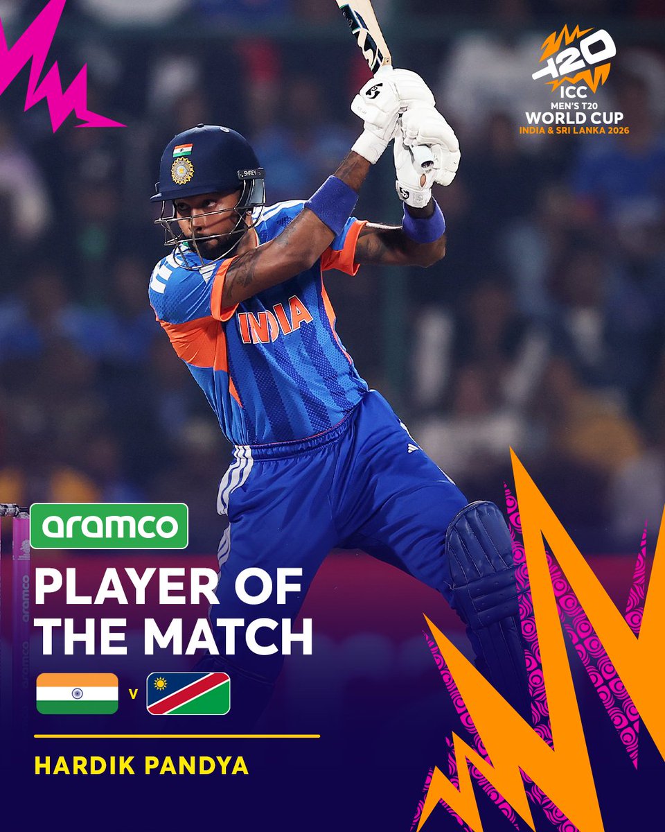 Hardik Pandya's all-round performance in India's clinical win over Namibia earns him the <a href="/aramco/">aramco</a> POTM award 👏
