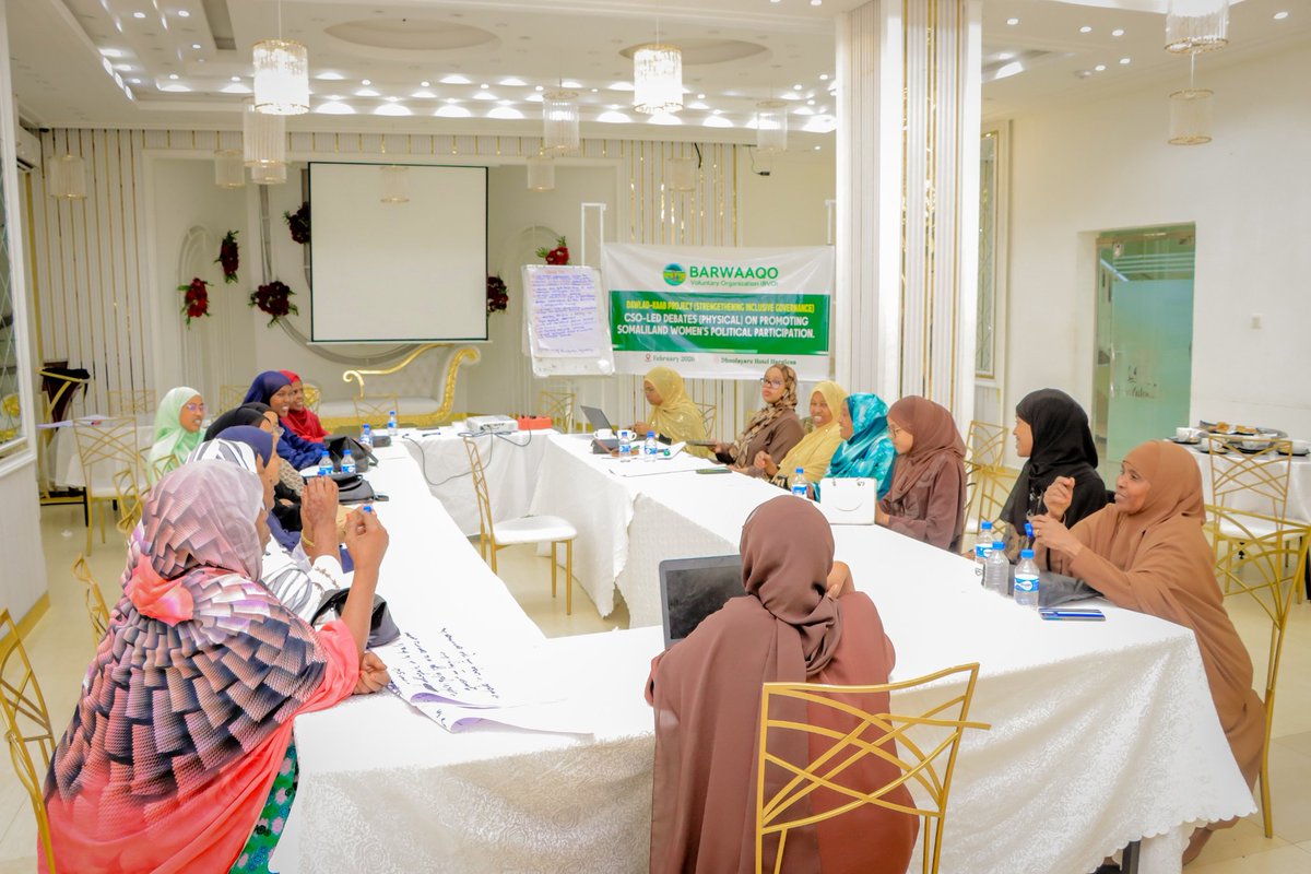 BVO_BARWAAQO's tweet image. BVO held CSO-led debates in Hargeisa to promote women’s political participation and strengthen inclusive governance in Somaliland.
The dialogue brought together civil society, women leaders, and youth to advocate for equal representation in decision-making.

#BVO #WomenLeadership