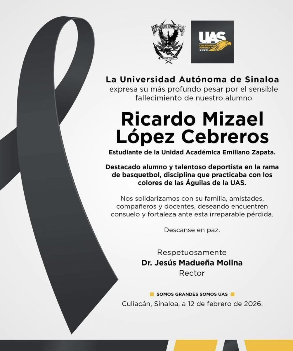 🔴 🕊️ La violencia volvió a golpear a Culiacán. 

Ricardo Mizael, de 16 años, fue asesinado a balazos en el sector Los Ángeles, al norte de la ciudad, cuando se encontraba afuera de un comercio.

👉En redes sociales, su padre pidió que no se le juzgue sin conocer la verdad, ya