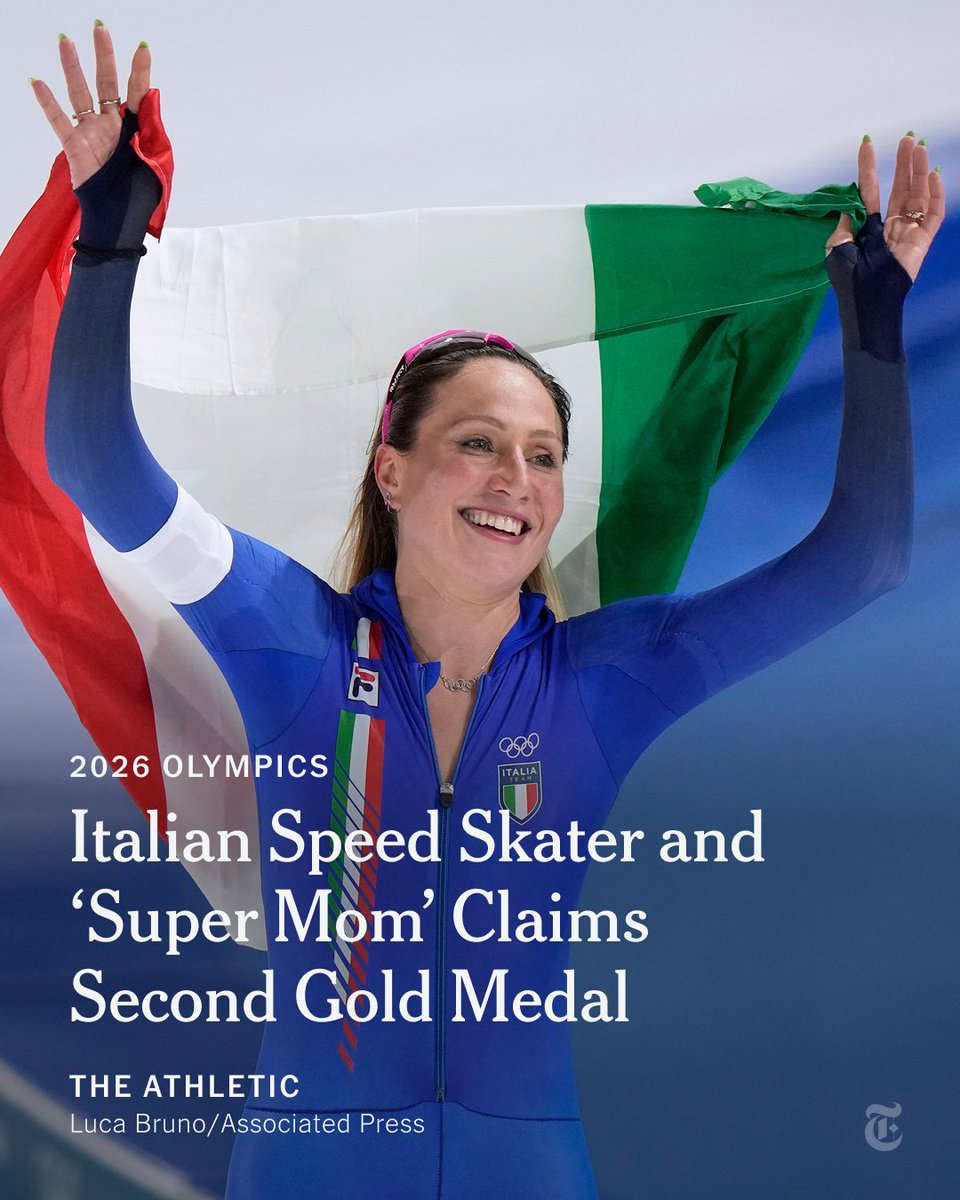 From <a href="/TheAthletic/">The Athletic</a>: This is turning out to be a magnificent Winter Olympics on home soil for Italy.

They now have six gold medals and two of them belong to the incredible Francesca Lollobrigida, who has become one of the titans of these Games. nyti.ms/3OeQTNI