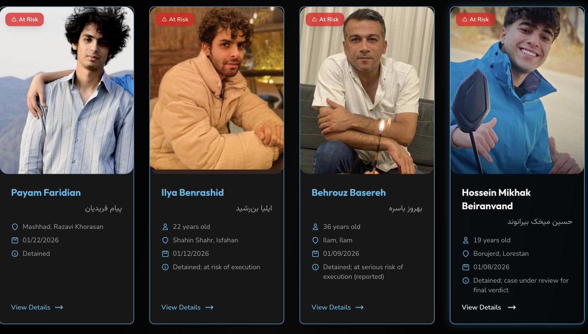 RaziehShin's tweet photo. Their lives is at risk. These detainees in Iran are facing execution.
Their names must be heard. The world must act.
#OmidJanami
#ShervinBagherian
#AminPourfarhang
#HamidrezaVatani
#AbolfazlKarimi
#RezvanehSadeghi
#MohammadShahryari
#IlyaBenrashid
#BehrouzBasereh
#MohammadAbbasi
#MasoudNaeimi
#HamzehKazemi
#AmirhosseinAzarpira
#HosseinMikhakBeiranvand
#PayamFaridian

more info: https://t.co/aaR886snjX