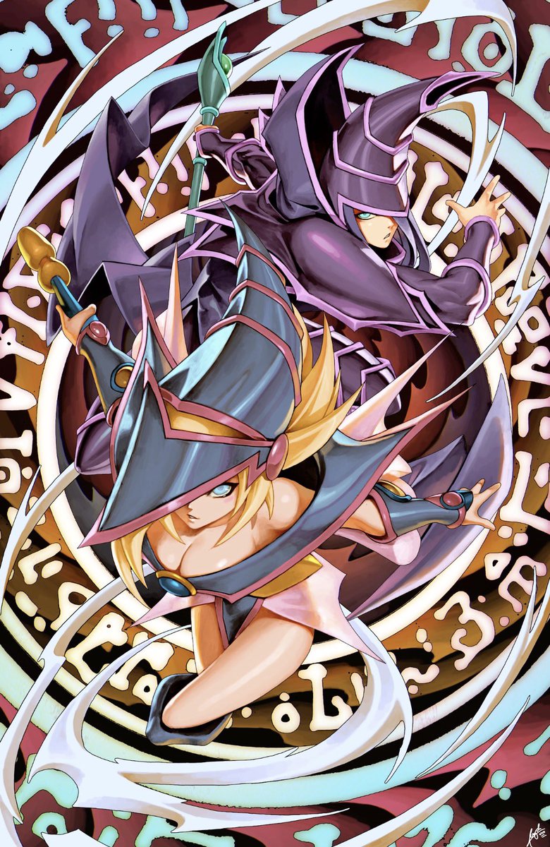 My Dark Magicia &amp; Dark Magican Girl Artwork! 🪄💥

Hand-drawn, digitally colored, no AI help or assistance used at all!