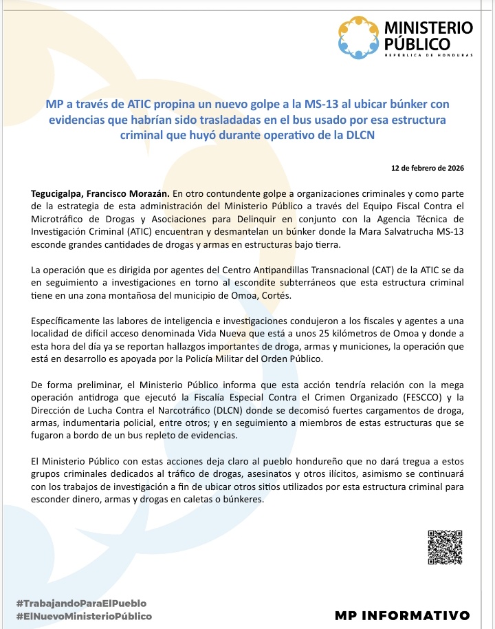 MP_Honduras's tweet image. #MP a través de #ATIC propina un nuevo golpe a la MS-13 al ubicar búnker con evidencias que habrían sido trasladadas en el bus usado por esa estructura criminal que huyó durante operativo de la #DLCN mp.hn/publicaciones/…