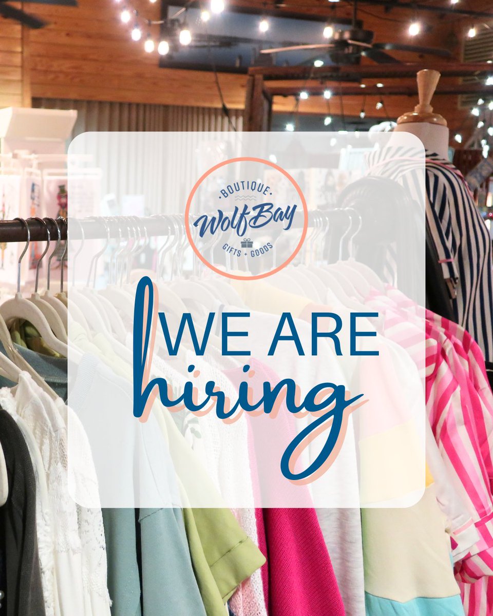 Wolf Bay Boutique is hiring! 🛍
If you’re interested in joining the Wolf Pack, reach out to Gift Shop Manager Melody Welk today at 251-987-5129 ext. 553 or by email at melody@wolfbaylodge.com.

#WolfBayBoutique #JoinTheWolfPack #NowHiring #RetailJobs #LocalJobs #WorkLocal
