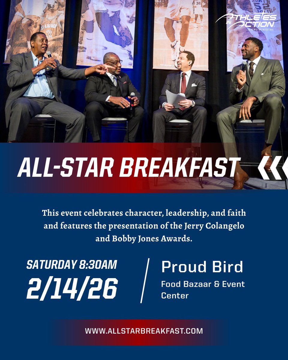 Chris_Broussard's tweet photo. Looking forward to hosting Athletes in Action’s Annual Prayer Breakfast this Saturday at NBA All-Star Weekend in LA and honoring my brothers @ALLAN_HOUSTON &amp; @CoachAvery6 https://t.co/0bsNZDkyEb