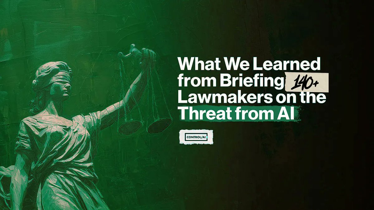 Sitting in front of a policymaker to discuss a topic they may never have heard of (and may even find outlandish at first) can be daunting.

So how do you do it?

In our latest article, Leticia explains what we learned from briefing 140+ lawmakers on the threat from AI.

Thread 🧵
