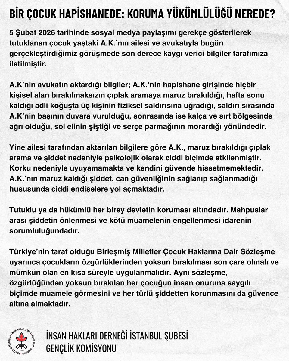 İHD İstanbul Şubesi Gençlik Komisyonu tweet media