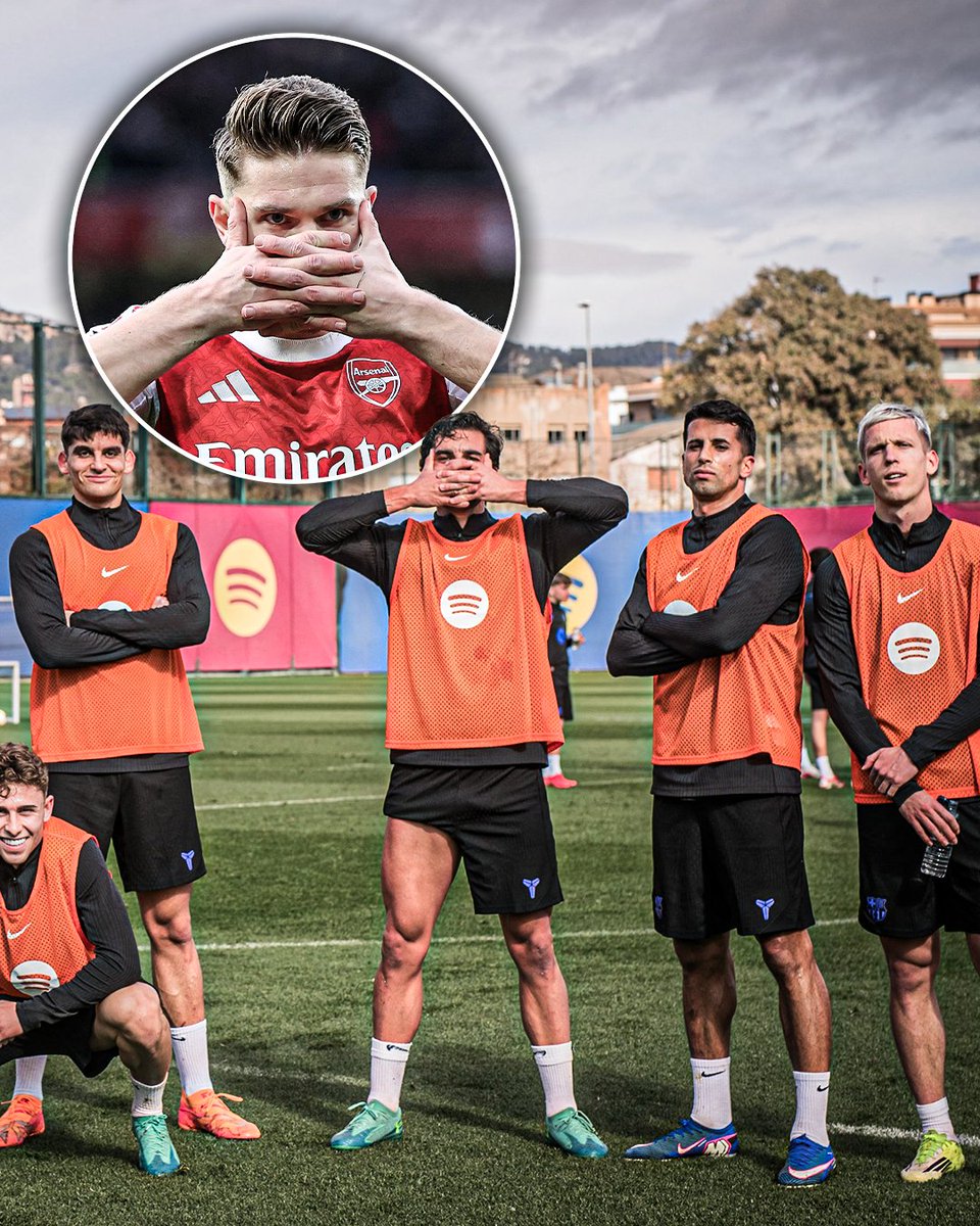 Barcelona’s Ferran Torres doing Viktor Gyökeres’ celebration in training ✨