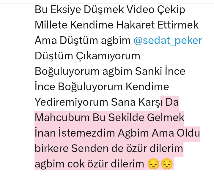 Karşına Bu Şekilde Gelmek Hiç İstemezdim Agbim İstemezdim Böyle Eksiye Düşmek 
<a href="/sedat_peker/">Sedat Peker</a> #SEDATPEKER
#birumutturyaşamak 
#SonsuzSadakat