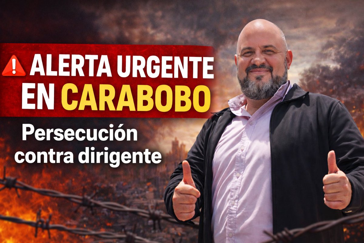 🚨 CARABOBO EN ALERTA
En este momento se denuncia fuerte persecución contra el dirigente Jorman Toro en Guacara. La alerta fue emitida por Carlos Azuaje ante riesgos contra su integridad.

#jonatanpalaciosnews