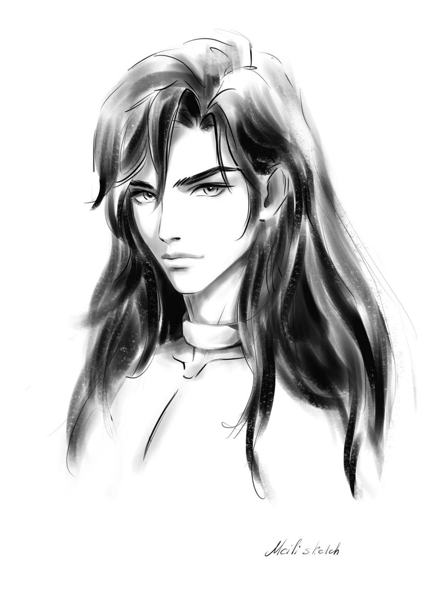 I decided to do a little sketching)) To test out a new brush and, at the same time, remember how to draw)) 
The result is a disheveled and dissatisfied Lian)

#sketches #danmei #meili_oc #blnovel